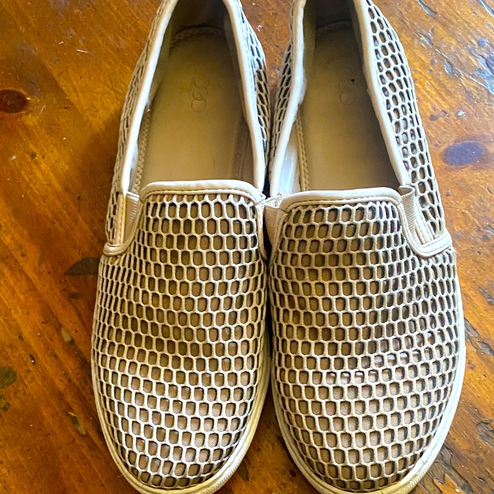 LOGO by Lori Goldstein Beige Mesh Slip-On Loafers